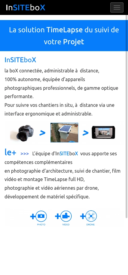 Capture d'écran version mobile du site InSITEboX